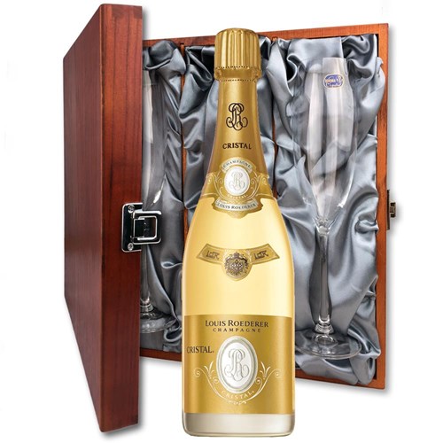 Louis Roederer Cristal Cuvee Prestige 2015 Brut 75cl And Flutes In Luxury Presentation Box